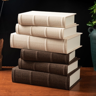 店橱窗陈列道具装 饰书桌面摆件 仿真书麻布封面木质假书模服装 中式