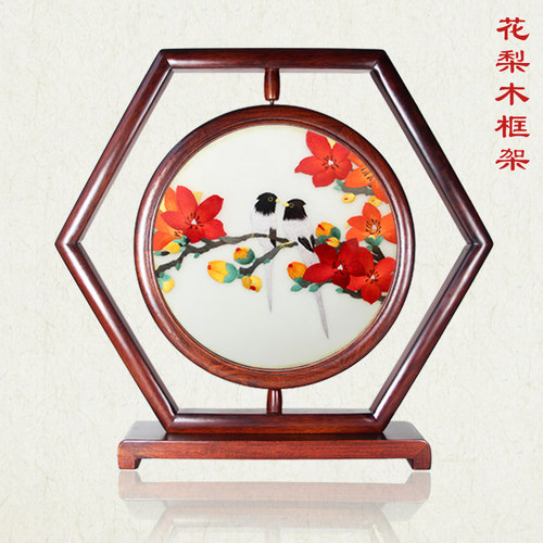 广绣精品 木棉花 画眉鸟 广州特色纯手工刺绣
