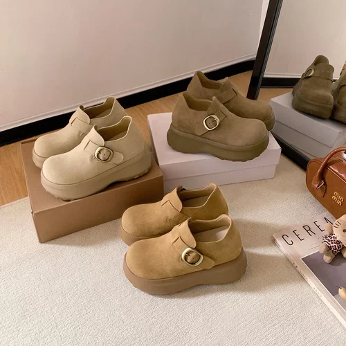 软牛皮勃肯鞋女增高2026新款单鞋