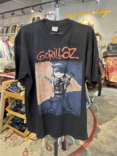 全新New Vintage风格水洗做旧Gorillaz街头霸王乐队纯棉短袖T恤
