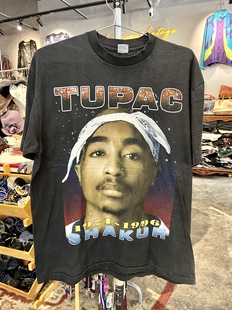 水洗做旧2PAC嘻哈说唱纯棉短袖 T恤 Vintage风格 全新New