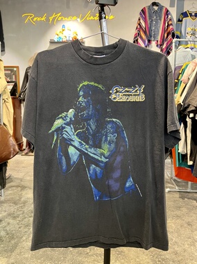 全新New Vintage风格复古水洗做旧OZZY摇滚乐队短袖T恤