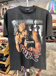 水洗做旧2PAC嘻哈说唱纯棉短袖 T恤 Vintage风格 全新New