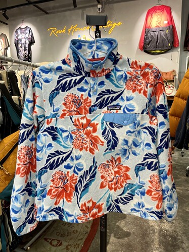 Vintage古着元年经典美式复古巴塔Pata户外印花小码抓绒上衣外套