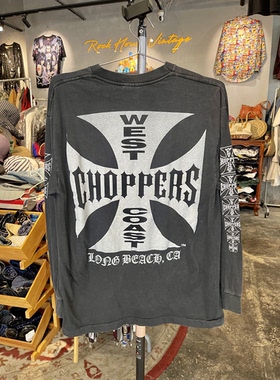 全新New Vintage风格水洗做旧哈雷西海岸chopper纯棉长袖T恤
