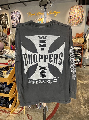 全新New Vintage风格水洗做旧哈雷西海岸chopper纯棉长袖T恤