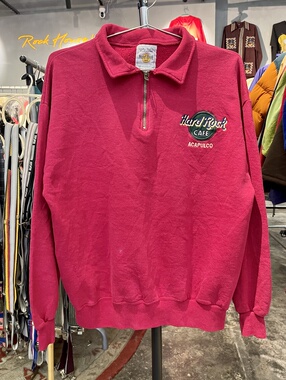 Vintage古着元年正版硬石咖啡店HardRock美式复古刺绣卫衣外套