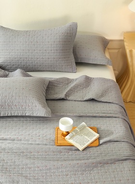 双面全棉米粒绣60支平纹床盖三件套 韩国外贸风棉花纯棉点绣床盖