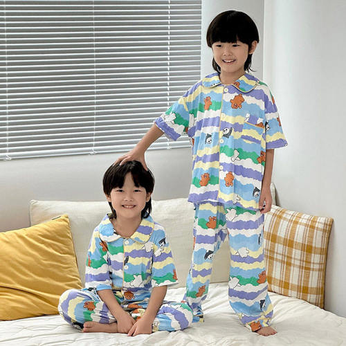 韩国进口童装代购家居服套装Milky 2026秋季男童翻领舒适睡衣宽松