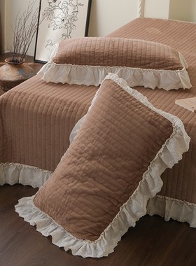 双面法式蕾丝花边床盖 云貂绒床盖三件套 一面全棉一面牛奶绒床盖