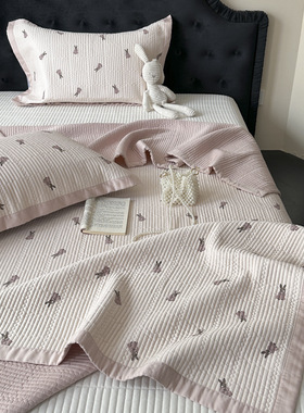 ins小清新夏季凉感天丝床盖三件套绗缝加厚床单莫代尔床上用品