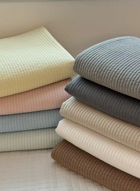 mashadany外贸韩国砂洗60s全棉床盖三件套经典直条绗缝一体染床盖