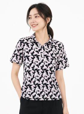 台航桑蚕丝显瘦短袖POLO衫女