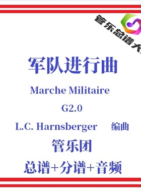 管乐总谱-军队进行曲2.0级管乐团合奏管乐总分谱Marche Militaire