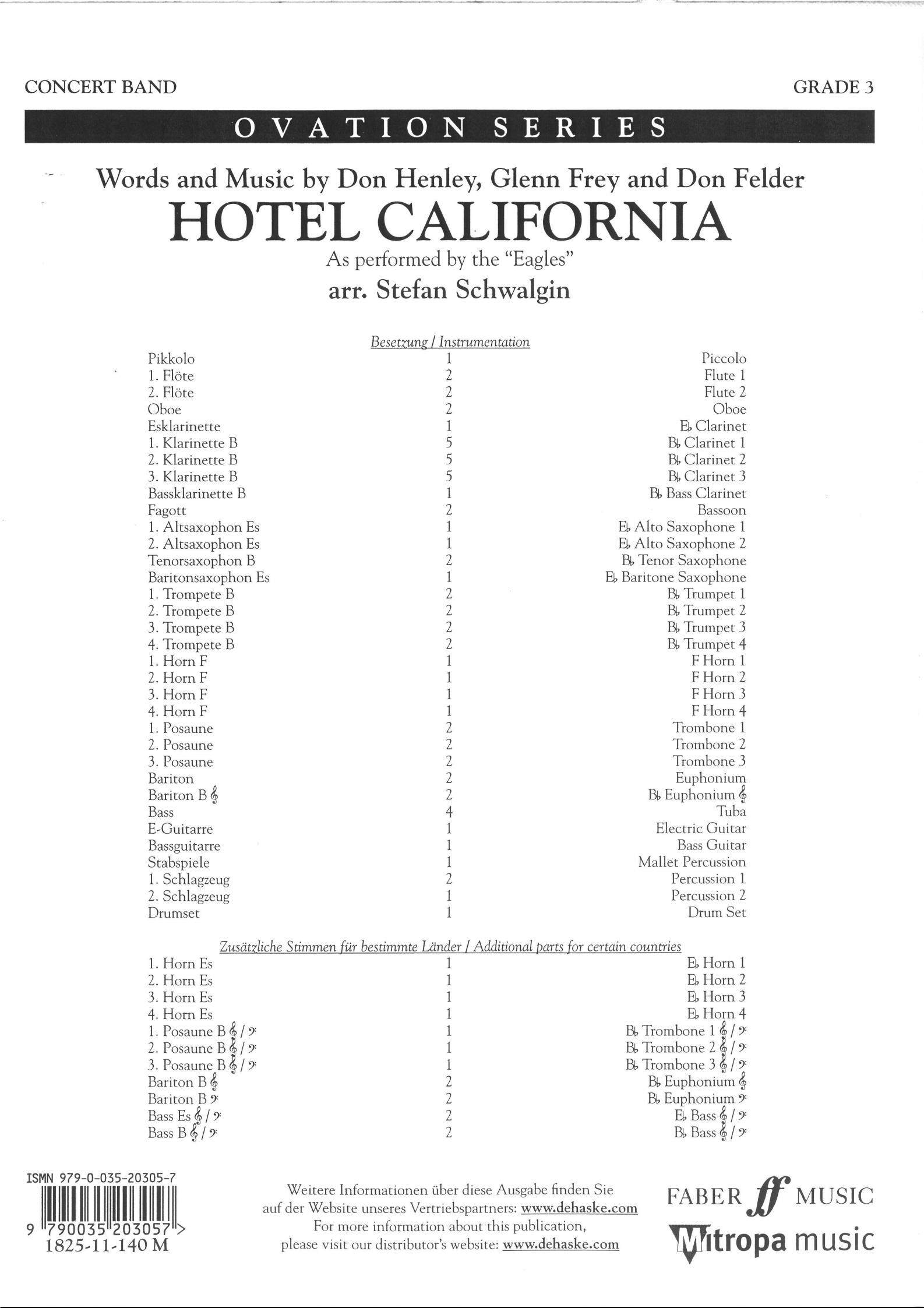 交响管乐加州旅馆3.0管乐团合奏总谱分谱