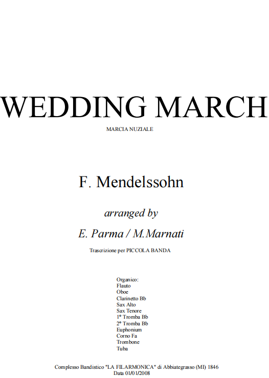 管乐门德尔松结婚进行曲《wedding march》总谱分谱