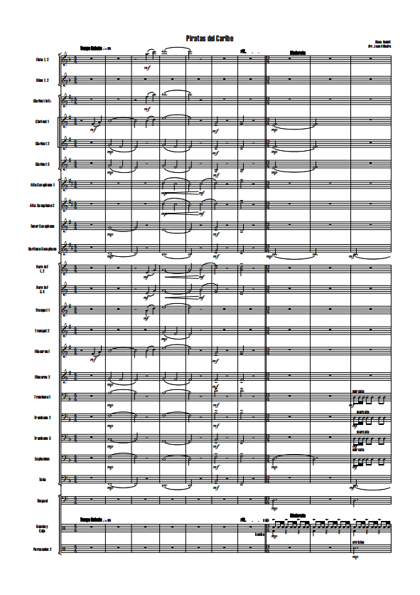 管乐总谱加勒比海盗2.0交响管乐团合奏总谱分谱 音频