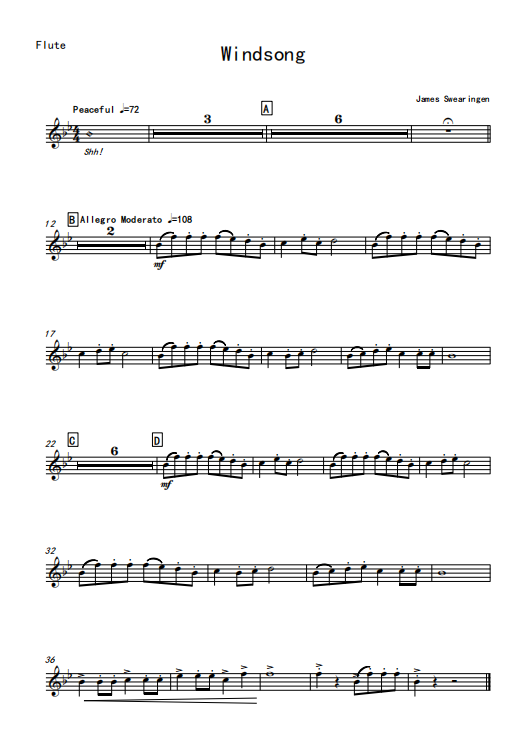 交响管乐风之歌windsong管乐团合奏总谱分谱