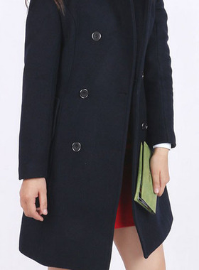 客衣都加大码女装2024OL白领款 秋冬双排扣修身呢绒大衣外套 C254