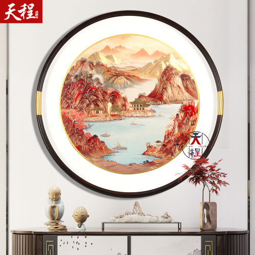 背靠金山铜雕画日照金山玄关客厅
