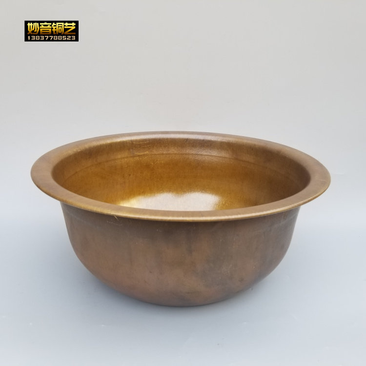 纯铜加厚特大号手工黄铜盆结婚火锅老铜盆水脸盆洗脚盆家用盆火盆