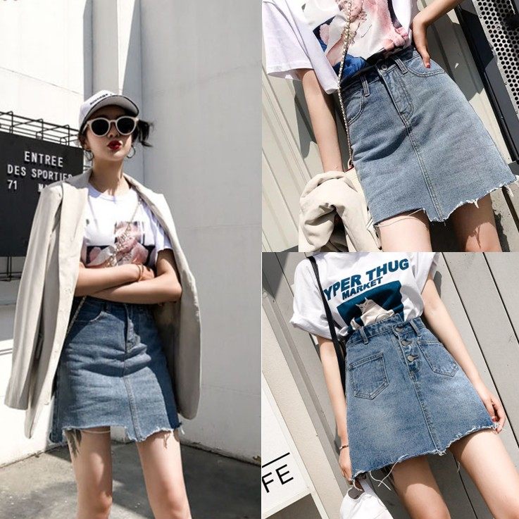 韩国短裙女夏季2019新款韩版百搭高腰牛仔短裙修身显瘦半身裙|ruв категории Женская одежда, юбка - от Buy2taobao.com для оказания профессиональной услуги покупки агента Taobao