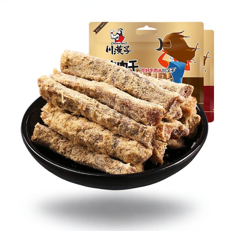 川汉子牛肉干100克麻辣五香牛肉条熟食四川特产零食小吃牛肉袋装