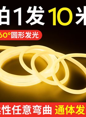 超亮圆形柔性led灯带360度户外防水220v广告招牌霓虹氛围工程灯条