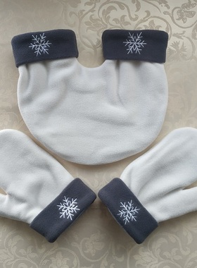 2025年新款情侣手套白色雪花摇粒绒双层加厚手套