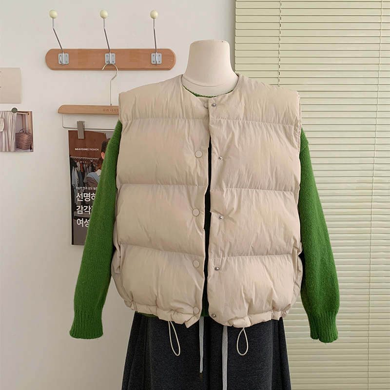 花花家韩系2025秋冬新款宽松面包服排扣百搭高级感保暖马甲外套女