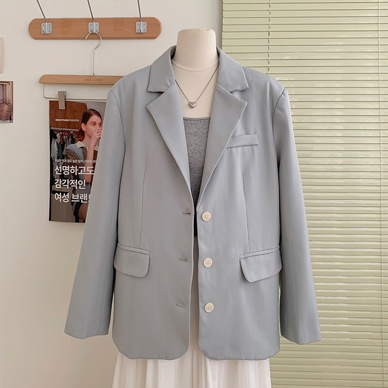 【限量清仓】花花家韩系秋季新款高级西装外套女V领宽松显瘦上衣