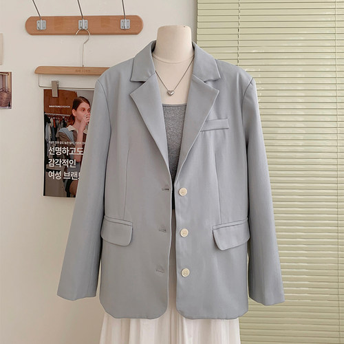 【限量清仓】花花家韩系秋季新款高级西装外套女V领宽松显瘦上衣