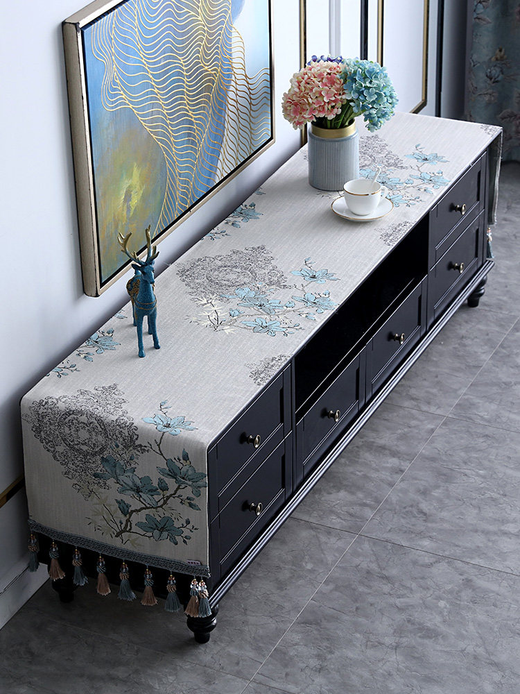 新中式电视柜桌布盖布长方形台布茶几垫欧式防尘罩布艺桌垫中国风