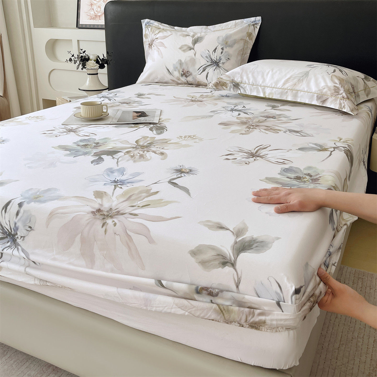 可定制床笠任意尺寸全棉田园印花床罩定做榻榻米床单加长加高1.8m