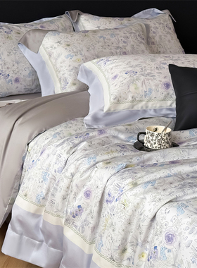 田园风高端100s天丝棉四件套高级感印花卉床单被套春夏季床上用品