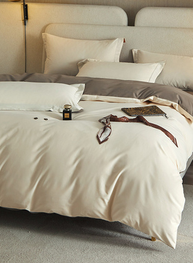 可定制轻奢风100S全棉磨毛床笠四件套被套230x230x250x248x248cm