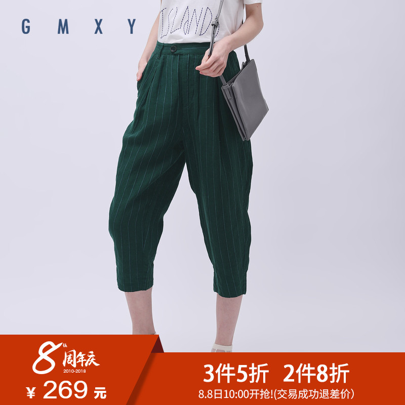 ¹ÅľϦÑò/GMXY2018ÏÄÅ®×°ÐÂÆ·¿íËÉÂéÁÏÌõÎÆ×¶Ðο㱡¿îÍ¸ÆøÆß·Ö¿ã