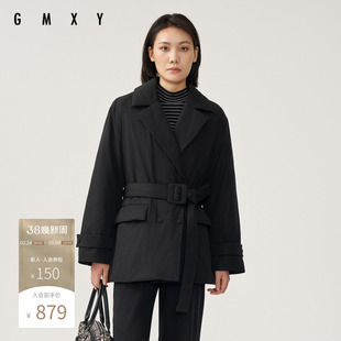 古木夕羊冬季简约纯色翻领90鸭绒羽绒服女收腰显瘦保暖外套