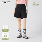 简约宽松直筒高腰西裤 女秋季 通勤梭织短裤 古木夕羊纯色时尚