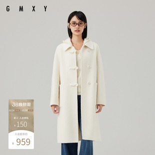 古木夕羊新中式简约时尚羊毛大衣女2024冬季减龄百搭中长款外套