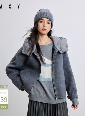 古木夕羊冬季保暖气质全羊毛保暖连帽外套女显瘦大衣GR57072012