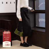 古木夕羊春秋国风新中式 纯色提花腰裙女收腰显瘦A字裙GS450172023