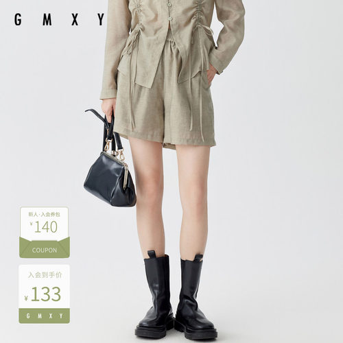 古木夕羊通勤宽松轻薄短裤女纯棉百搭显瘦减龄休闲裤GS41014016