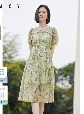 古木夕羊通勤时尚碎花连衣裙女夏季气质通勤减龄中长裙GD33018143