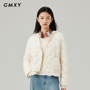 古木夕羊轻薄休闲90鸭绒长袖 显瘦减龄保暖外套 羽绒服女2024冬季
