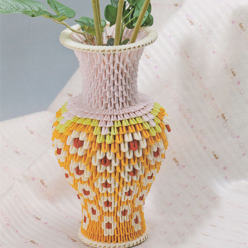 diy三角插折纸彩纸花边观音瓶花瓶双喜瓮手工制作材料包