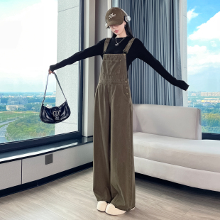 牛仔背带裤阔腿裤女2026春秋新款显瘦减龄韩版宽松休闲高腰连体裤