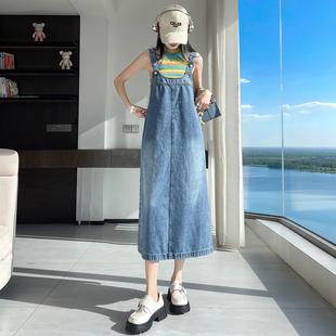 牛仔背带裙女2026春秋新款高腰显瘦中长款宽松休闲百搭减龄连衣裙
