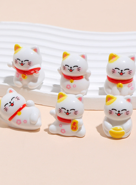 卡通可爱招财猫立体树脂微景观摆件创意电脑桌面车载装饰品小摆件