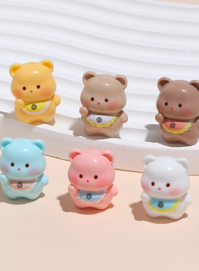 亮面彩色卡通可爱小熊立体动物树脂摆件diy电脑桌面车载装饰摆件